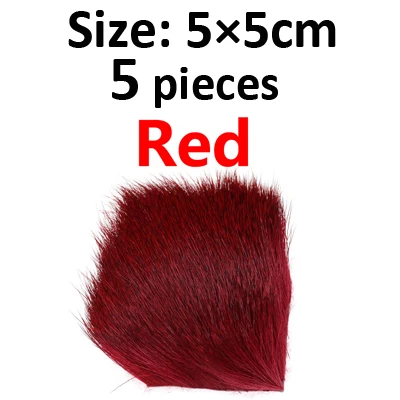 5PCS Red ICERIO 5 шт. натуральные волосы оленя Caddis сухие мухобойные материалы - Цвет: 5PCS Red