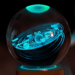 Boule de cristal lumineuse 3D de 6cm, sculpture à l'intérieur, boule de cristal Plasma magique, boule de verre de Quartz gravée au Laser, sphère de décoration de la maison 