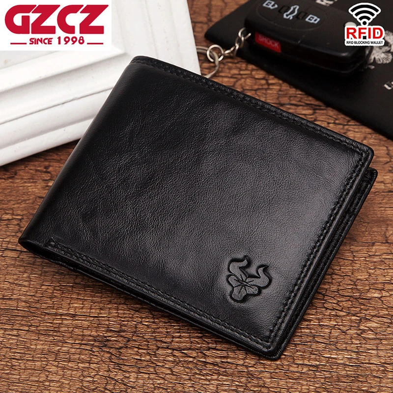 GZCZ Rfid кошелек мини для мужчин из натуральной кожи портмоне мужское портмоне Portomonee держатель для карт мужской Cuzdan мальчик на Рождество подарок