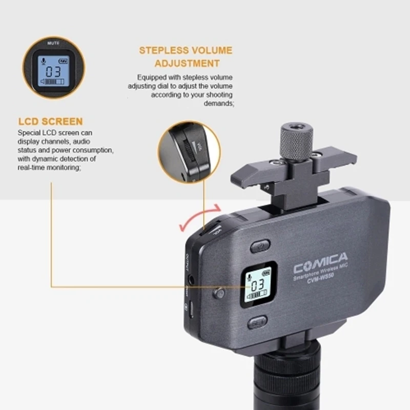  Comica Cvm-Ws50(B) 6-Channel Uhf Wireless Smartphone Lavalier Microphone System 197Ft Range with Ph