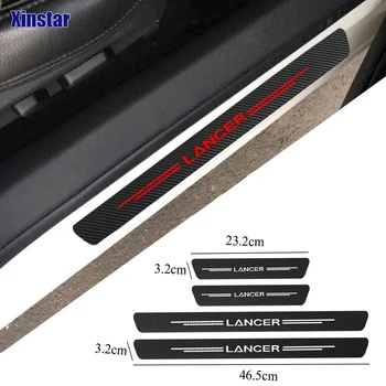 

4PCS For Mitsubishi Lancer Sill Scuff Anti Scratch Carbon Fiber Protector Auto Door Stickers Decal Car Tuning
