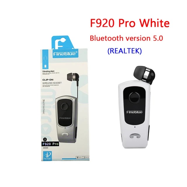 Fineblue F920 Pro Mini Wireless Earphone Retractable Portable Bluetooth Headset Calls Remind Vibration Sport Run Gamer Headphone Original box White