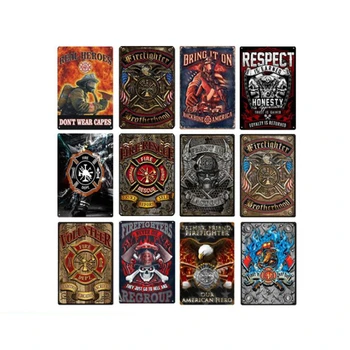 

Firefighter Respect Retro Metal Tin Sign Poster Metal Sign Pub Club Home Plaque Metal Vintage Home Decor Wall Art Bar Decoration