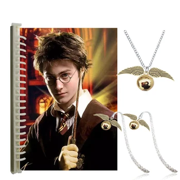 

Potters Notebook Note Book Retro Vintage Diary Harried Spiral Ring Binder Deathly Hallows Symbol Necklace Bookmark гарри поттер