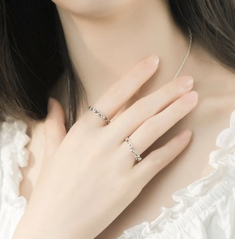 Romantic 925 Sterling Silver Simple Infinity Band Ring Crown Daisy Stackable Ring for Women Wedding Jewelry Silver Gift