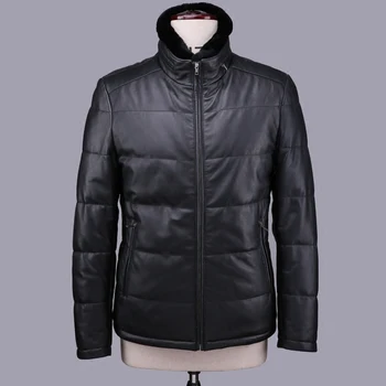 

Geniune Leather Jacket Men Sheepskin Leather Duck Down Coats With Natural Rex Rabbit Fur liner Coat 12-H27# MF402