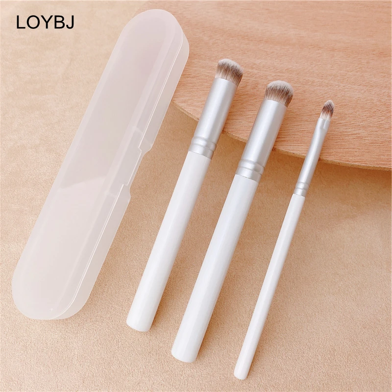 LOYBJ White Concealer Makeup Brushes Set Professional Cosmetic Powder Foundation Portable Face Detail Brush with Box | Красота и