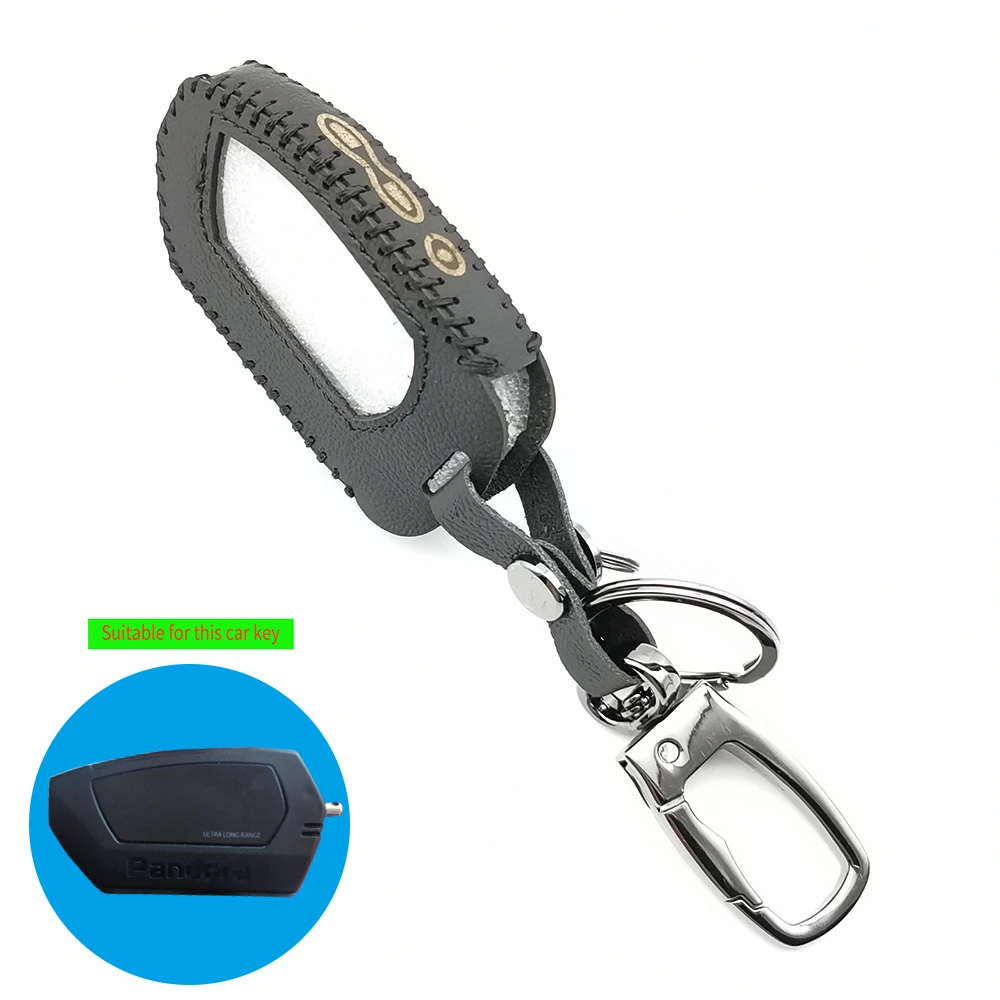 100% Leather Key Case Protector Cover Keychain for Pandora DXL 4950 DX-90BT DX-91 LCD Two Way Car Alarm Remote Control key case,key case cover,remote control case cover