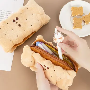 

Adorable Biscuit Sandwich Shape Pencil Case Kawaii Pencil Bag Funny Pencilcase Make-up Bag Cute Stationery Lovely Gift