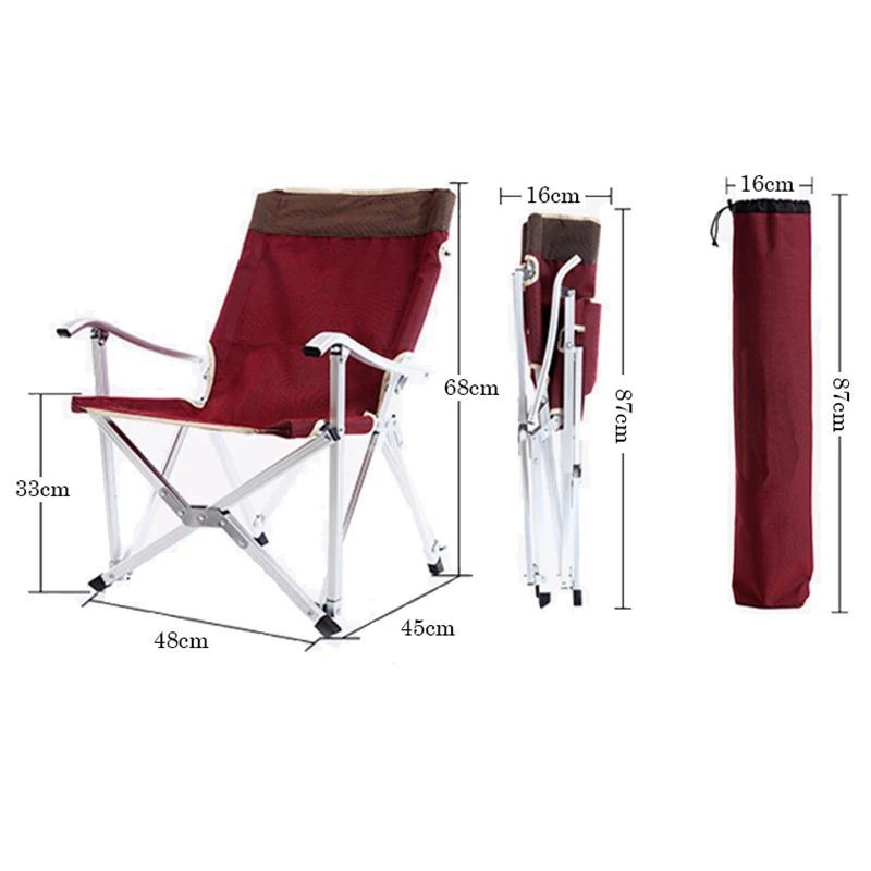 Outdoor Camping Trip Ultralight Folding Chair Beach Hiking Picnic Chair Fishing Leisure Household Portable Recliner