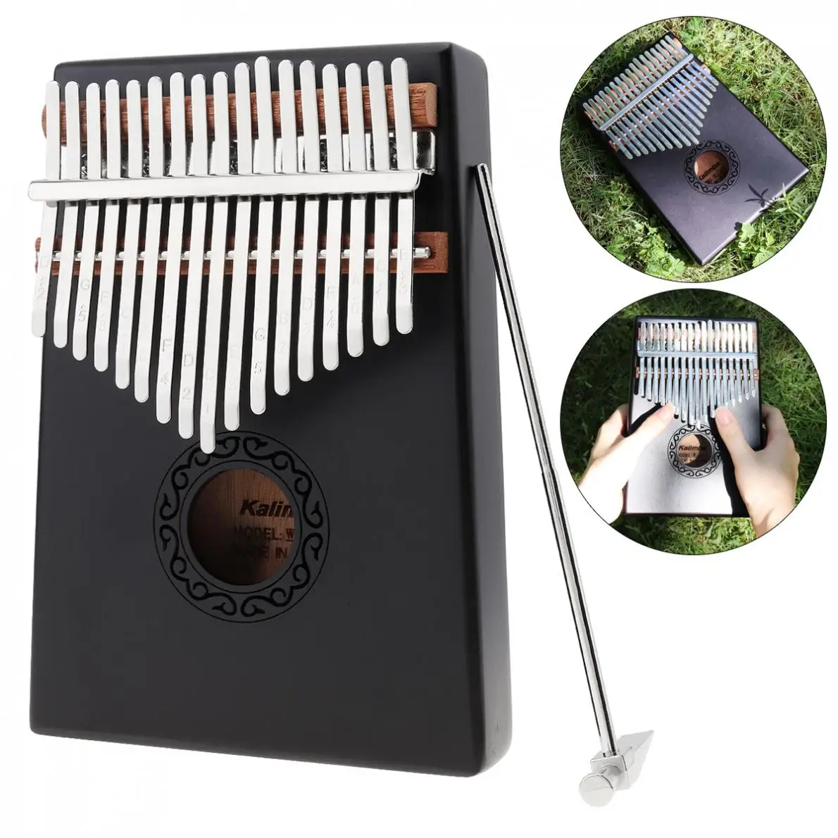

17 Key Gray Kalimba Single Board Mahogany Thumb Piano Mbira Mini Keyboard Instrument with Complete Accessories Hot Sale