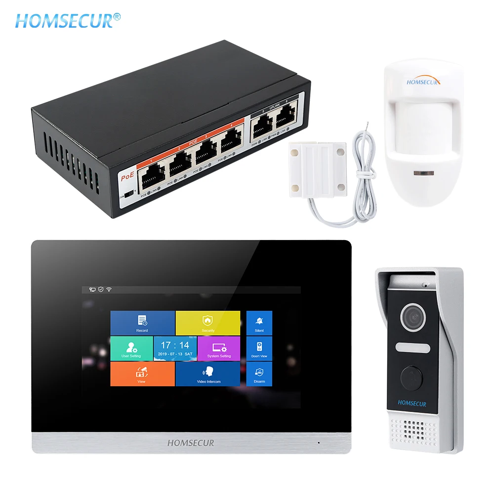 HOMSECUR 7\ IP RJ-45 Video&Audio Home Intercom with Alarm System for House/Flat BC031IP-B+BM716IP-S HOMSECUR 7\ IP RJ-45 Video&Audio Home Intercom with Alarm System for House/Flat BC031IP-B+BM716IP-S