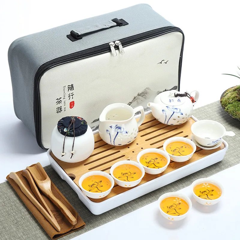 Quality travel kung fu tea set teapot cups gaiwan infuser chahai