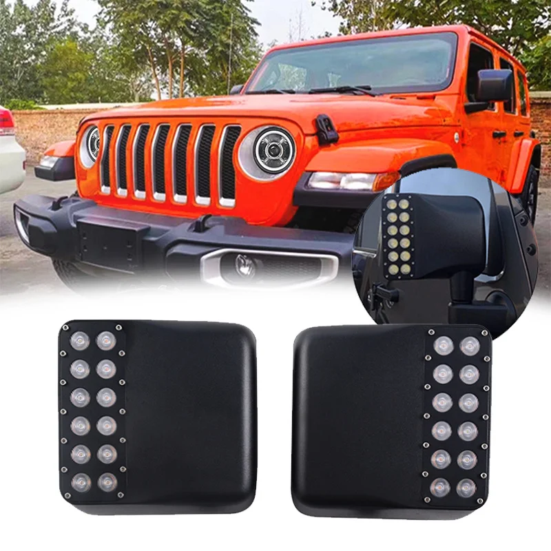 Car Rear View Mirror Shell Left Right with LED Turn Signal Light For Jeep Wrangler JL 2018-2023 Side Mirror Cover