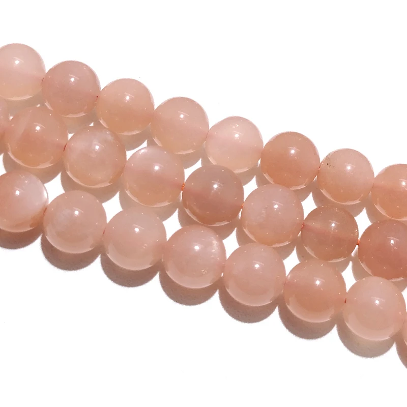 Wholesale Natural Round Gemstone Orange Moonstone Beads Loose Spacer For Jewelry Making DIY Necklace Bracelet 15'' 6 8 10mm