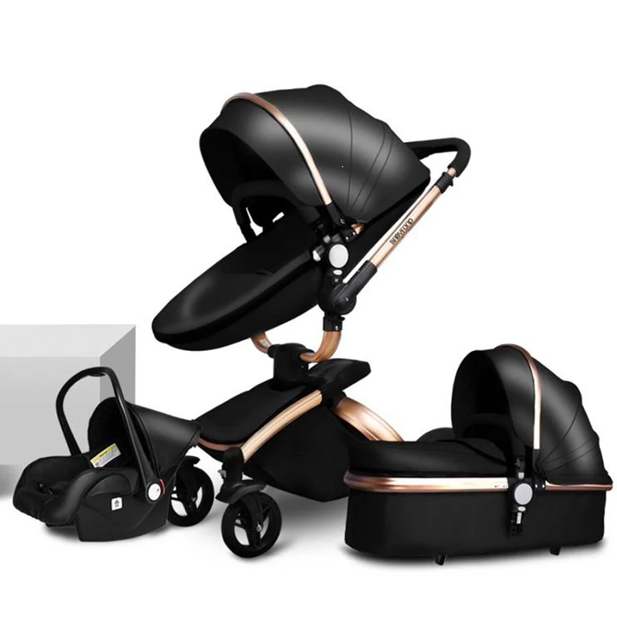 Брендовая детская коляска для новорожденных Babyfond 3 в 1 Роскошная из искусственной