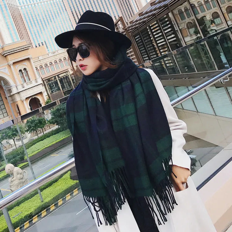 

2019 Winter Cashmere Scarf Women Plaid Foulard Femm Scarves Casual Scarfs Cashmere Bufandas Hombre Lattice Scarves For Ladies