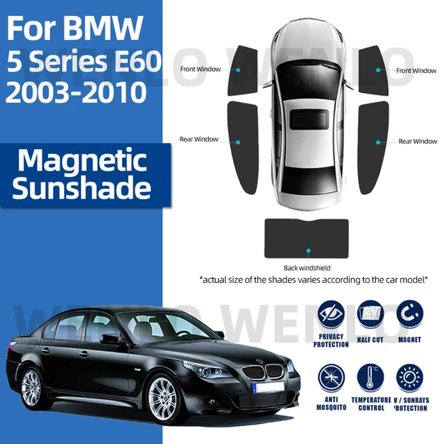 For BMW 5 Series E60 E 60 M5 2003-2010 Magnetic Sunshade Car Visor  Windshield Sun Shade Baby Window Curtain Interior Shield Mesh - AliExpress
