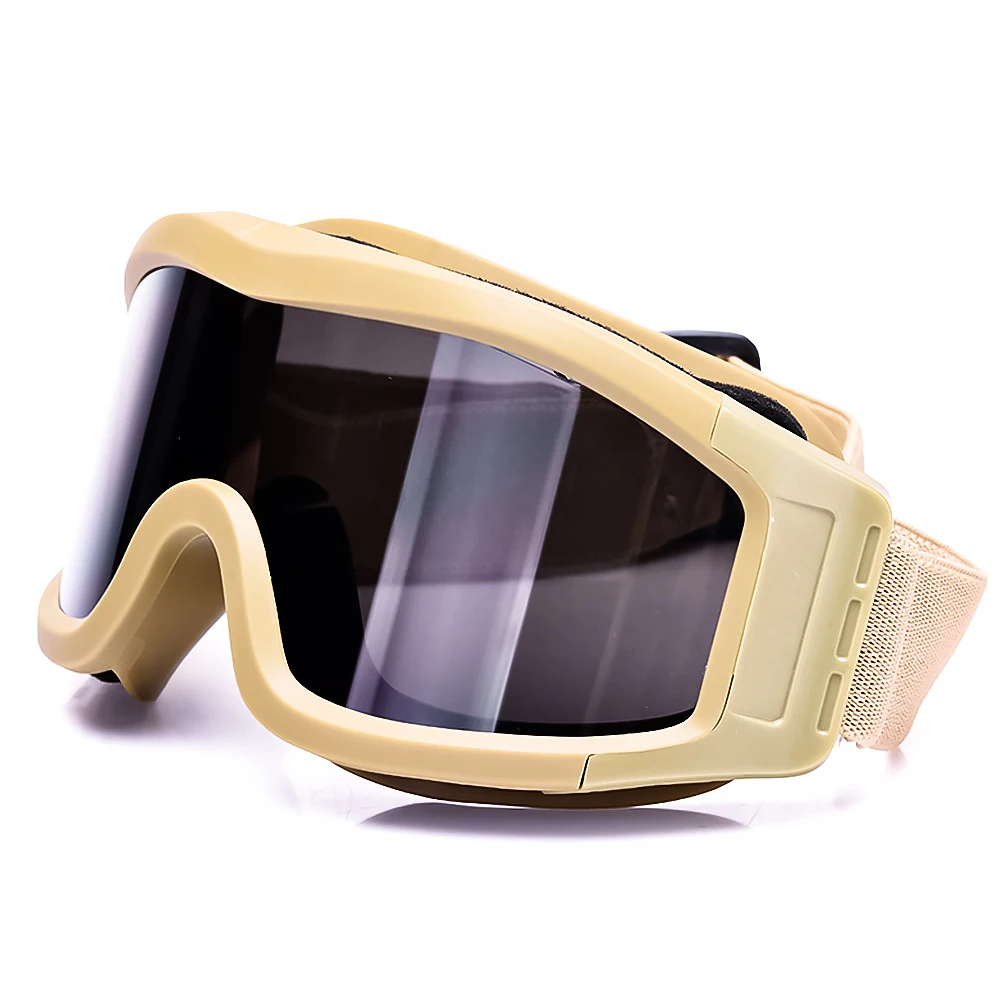 Открытый военный страйкбол тактические очки стрельба очки 3 линзы мотоцикл ветрозащитный Wargame очки наивысшего качества - Цвет: sand color