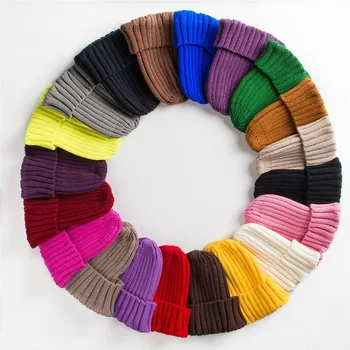

[XaYbZc]New Arrival Knitted Hat Acrylic Beanie Unisex Solid Color Keep Warm Elastic winter Hats