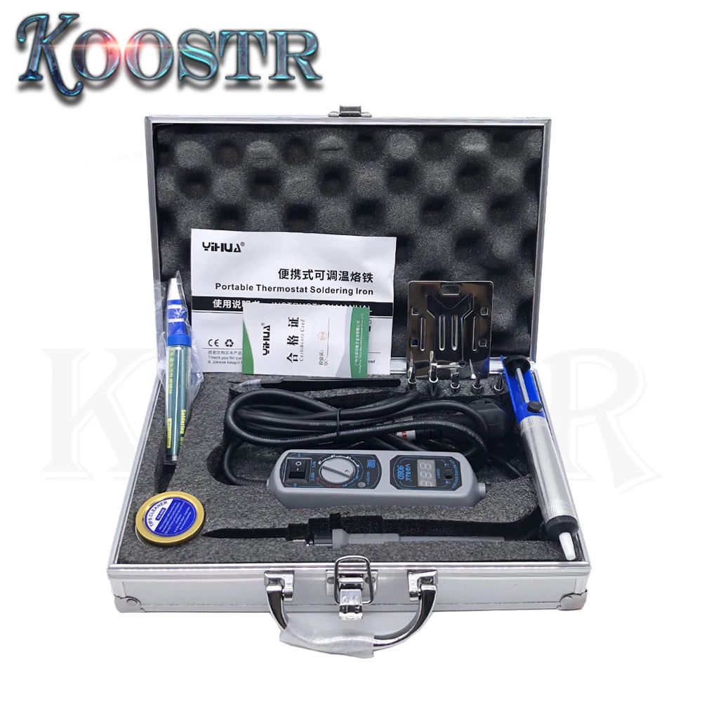 

YIHUA 908D Upgrade Adjustable thermostat Electric soldering iron set Welding repair tools kit set tweezers solder Iron tip + too