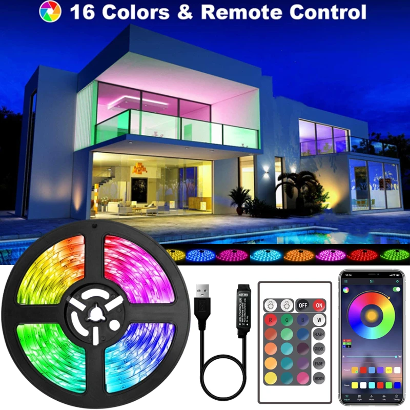 Led Strip Lights Usb Bluetooth App Control Rgb 5050 Smd Dc5v 30m