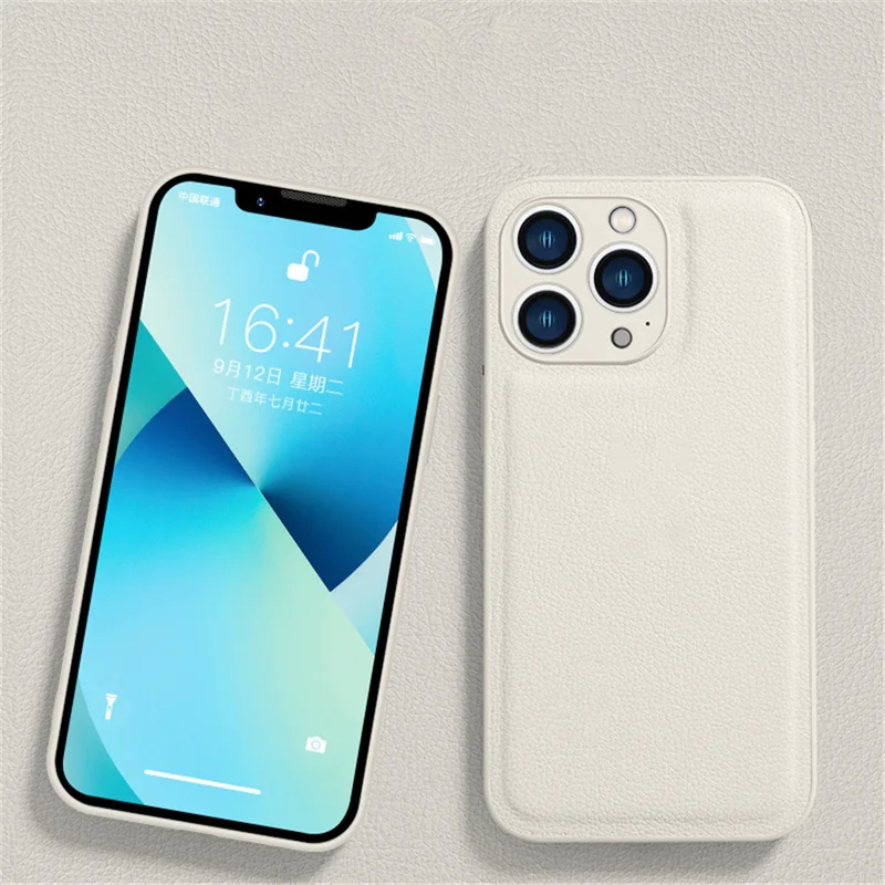 iphone 12 silicone case For iPhone 13 Pro Max Leather Texture Shockproof Phone Case For iPhone 12 11 Pro Max XR X 7 8 Plus Camera Protection Soft Cover cute iphone 12 cases