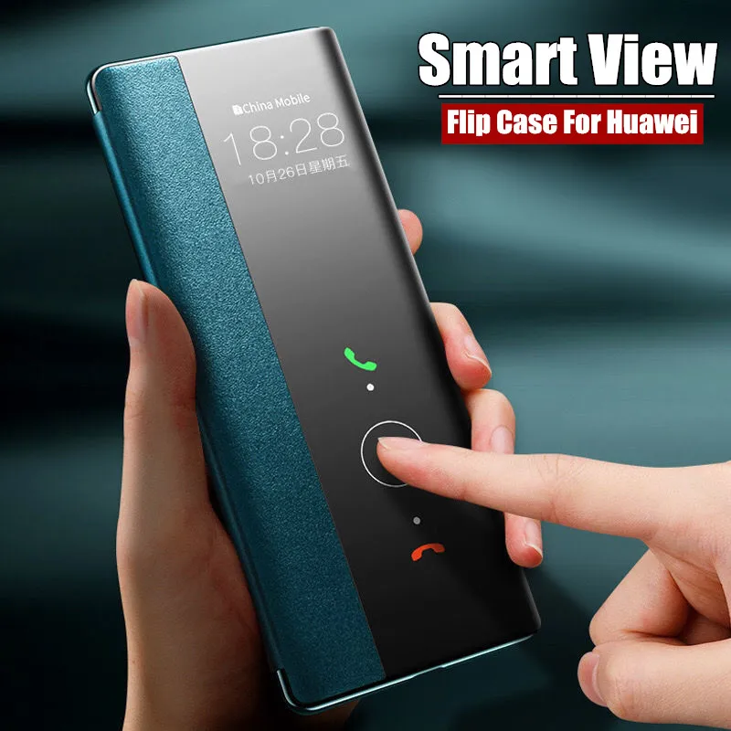 Smart View Flip Case For Huawei P50 P40 P20 P30 Pro Y5 Y6 Y7 2018 Y9 Prime P smart Z PIus 2019 Lite Cover | Мобильные телефоны и