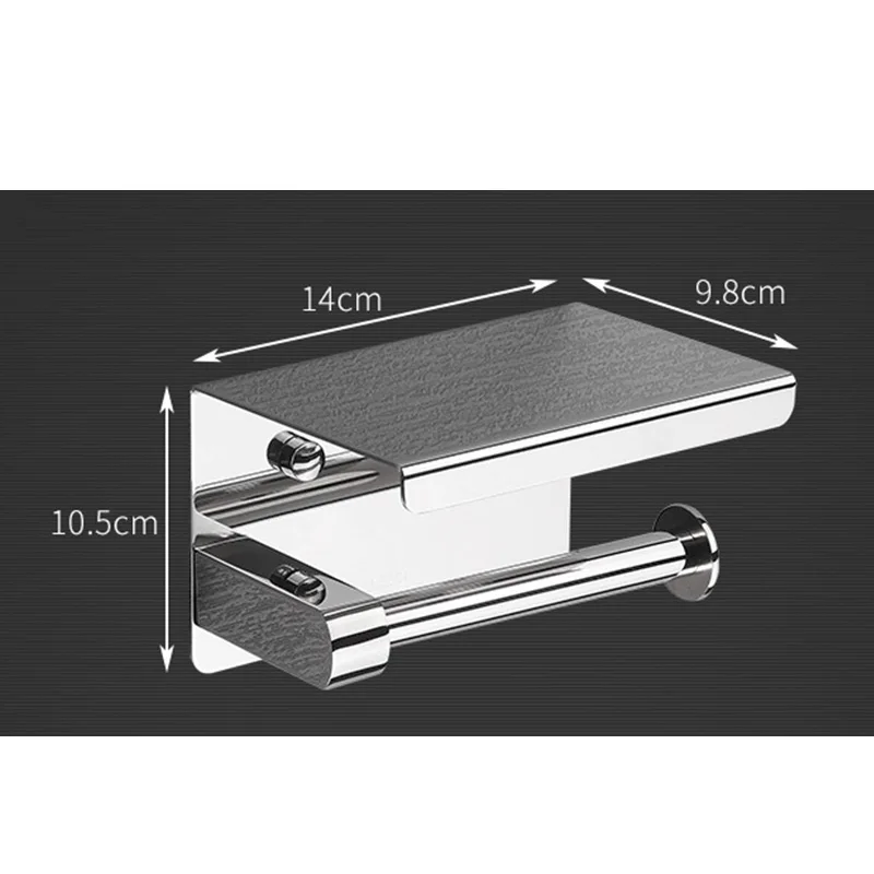 Toilet Paper Holder ROVOGO SUS 304 Stainless Steel Toilet Paper Holder with Phone Shelf Bathroom Tissue Holder Toilet Paper Roll