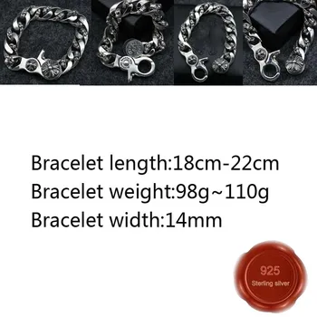 

B95 S925 sterling silver bracelet personality fashion punk street dance style cross flower letter jewelry gift for lover