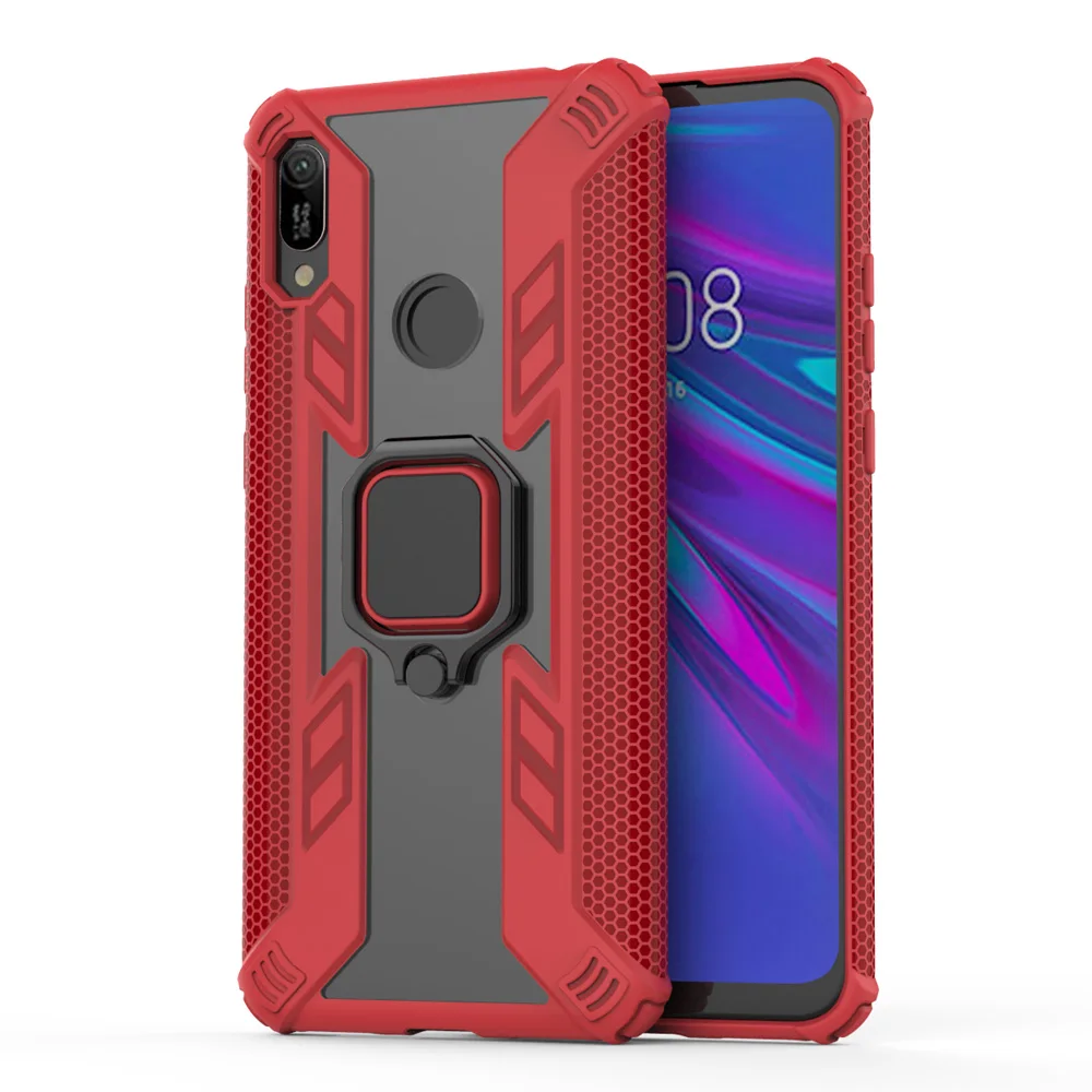 

For Huawei Y6 2019 Dual Layer Magnetic Ring Armor Case Shockproof Impact Protective Back Kickstand Hard Luxury Cover