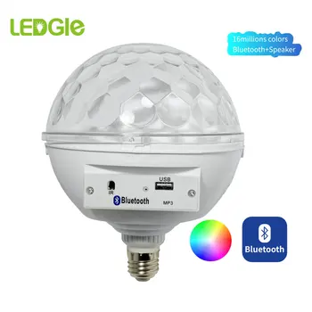 

LEDGLE 9W E27 Party Light Bulb RGB Color Changing Rotating Disco Ball Lamps Magic Sound Activated Strobe Lights for Birthday Bar