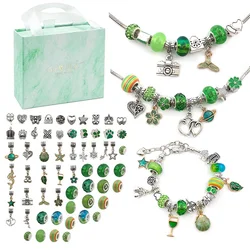 Kit DE FABRICACIÓN de pulseras para niñas, 3 pulseras, cuentas, colgantes, joyería, Kit de manualidades DIY con caja de regalo para niñas, regalo de cumpleaños y Navidad, 64 piezas
