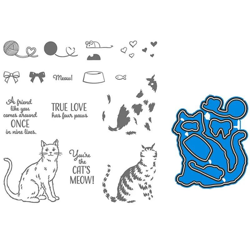 

Pet cats Transparent Clear Stamps/coordinating die for DIY Scrapbooking/Card Making/Kids Christmas Fun Decoration Supplies