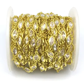 

5x9mm,Rice Oval White Zircon Connector Rosary Chains,Faceted Cubic Zircon Crystal Chains,CZ Bracelets Jewelry Findings,zirconita