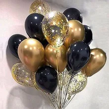 15 шт. золотые и черные металлические латексные шары, украшения для дня рождения, воздушные шары для взрослых и детей, гелиевые шары, Свадебный декор, игрушка S6XN