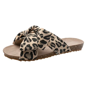 

Leopard Beach Slippers For Women Summer Slippers Women Slides Flip Flops Bowknot Ladies Home Slippers buty damskie Plus Size 42