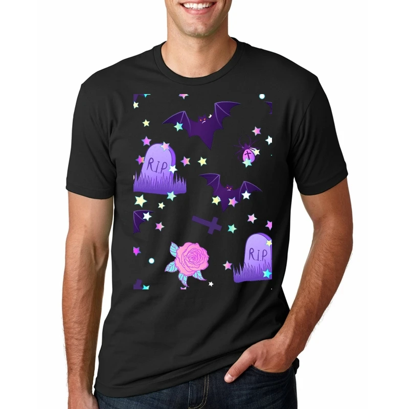 T Shirt Men Funny tshirt Kawaii funny spooky pattern Graphic T-Shirt | Мужская одежда