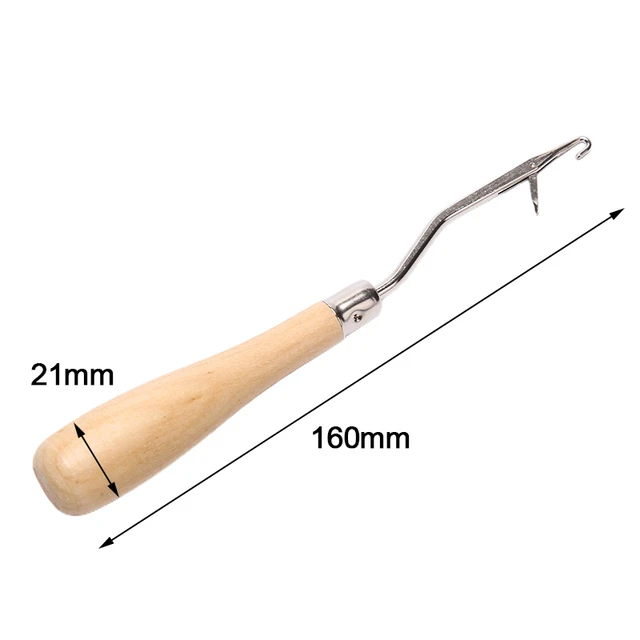 1pc Wooden Handle Crochet Needle Latch Hook Puller Tool For Canvas