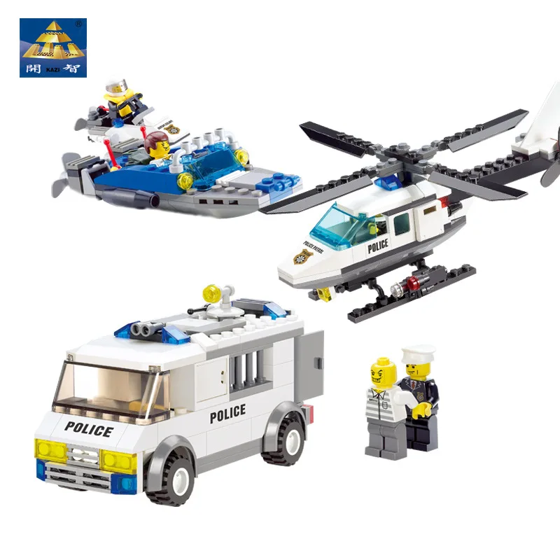 

KAZI 6729 Educational Early Childhood Children Inserted Building Blocks City Police Suit Plane Toy Model Kindergarten