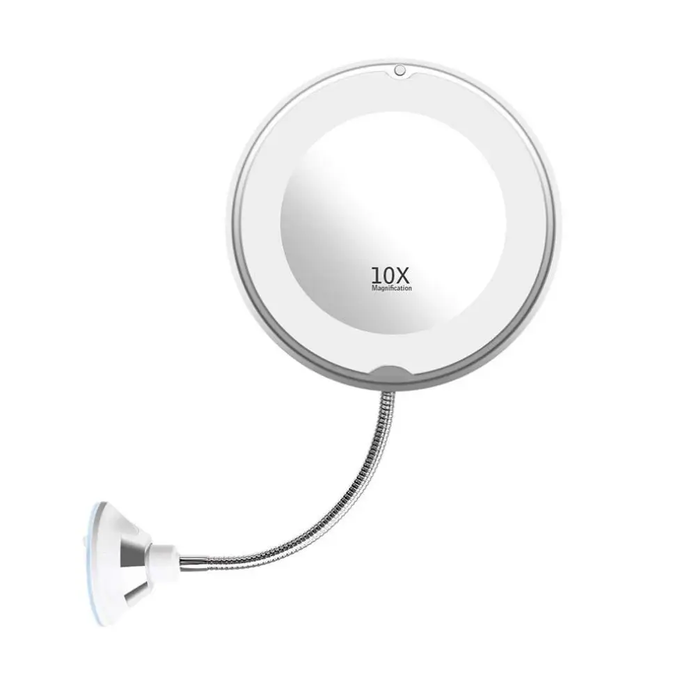 S 10X LED Makeup Mirror 360 Degree Adjustment Hose Bathroom Mirror Night Fill Light Clear Beauty Mirror Night Light - Color: S 10X