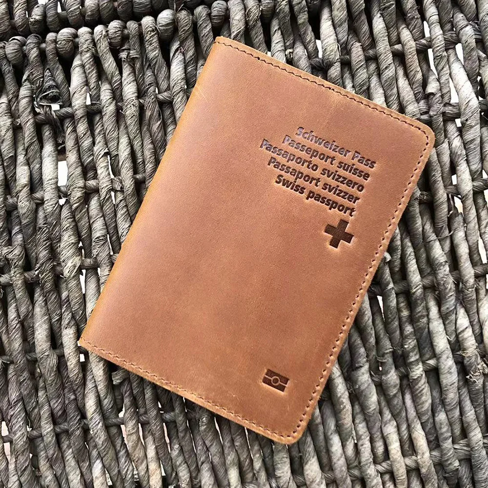 Real Leather Swiss Passport Cover Genuine Leather Switzerland Passport  Holder