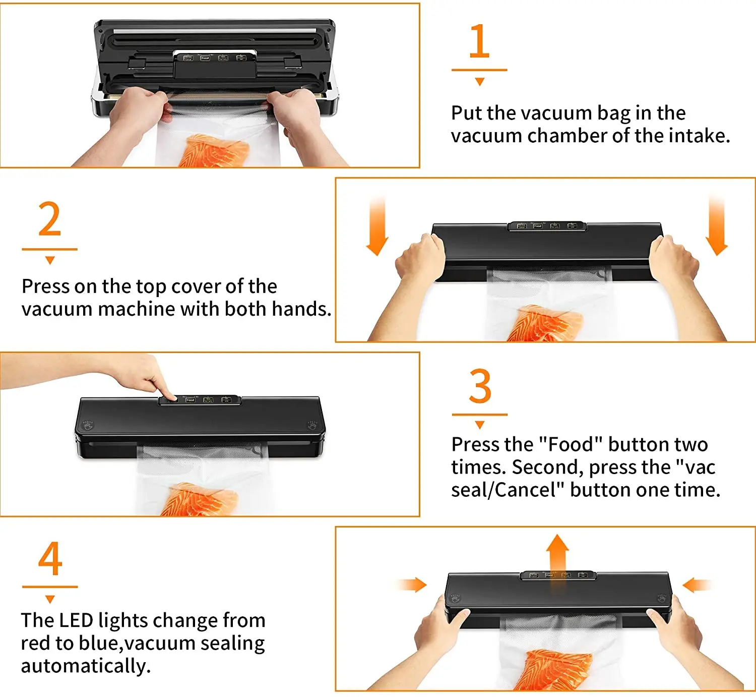 MAXFUTURE Automatic Vacuum Sealer Vac Packer Food Sealer Sous Vide FoodSaver Vacuum Sealer Machine Including 15 Vacuum Bags FREE 5