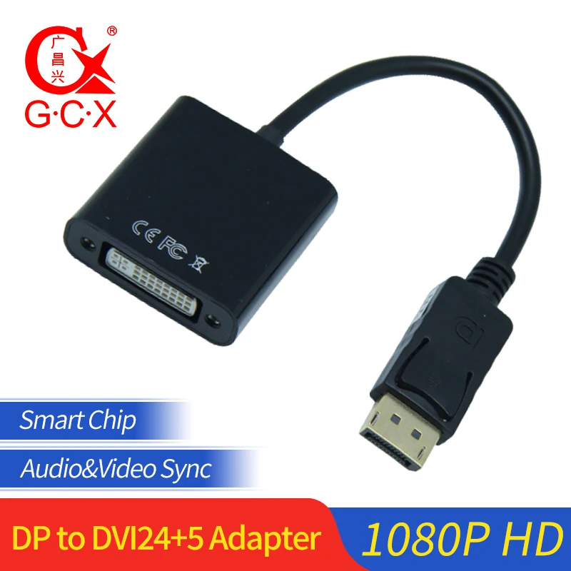 GCX Displayport to DVI D Active Adapter 1080P Male to Female Display Port Adaptor For PC DP to DVI Dual Link Cable Converter