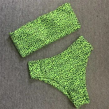 

Sexy Tube top Printed Bathing Suit High Waist Swimsuit Female Push Up Bikini Mayo Bandeau Swimwear Women 2020 Biquini Beach Wear