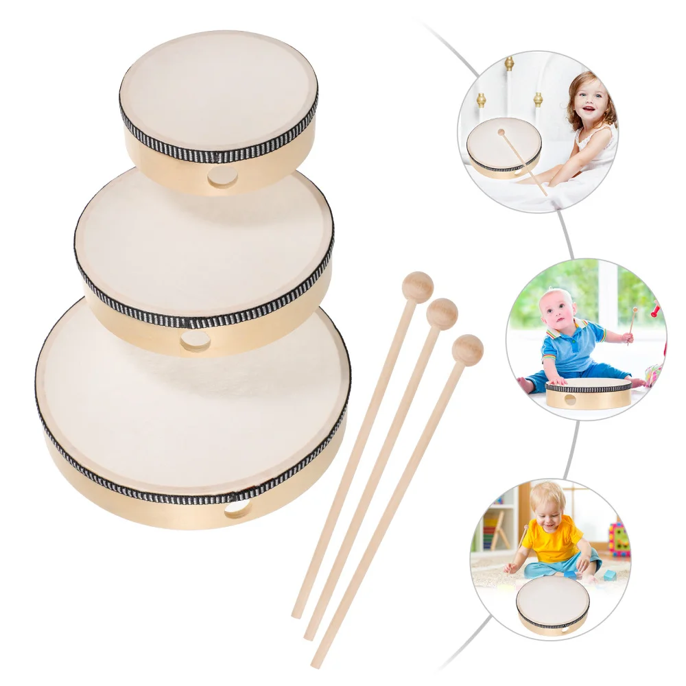 

6pcs Hand Drums Educational Durable 6 Inch 8 Inch 10 Inch Wood Frame Drums Percussion Instrument for Kids Baby
