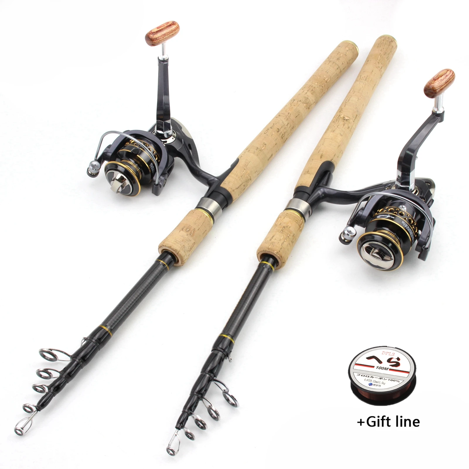 Rod Reel Combo, Telescopic Lure Fishing Rod 13BB Reel Set Long Wooden  Handle Carbon Fiber Parker Trout Rod Bass Fishing 1.8-2.7m