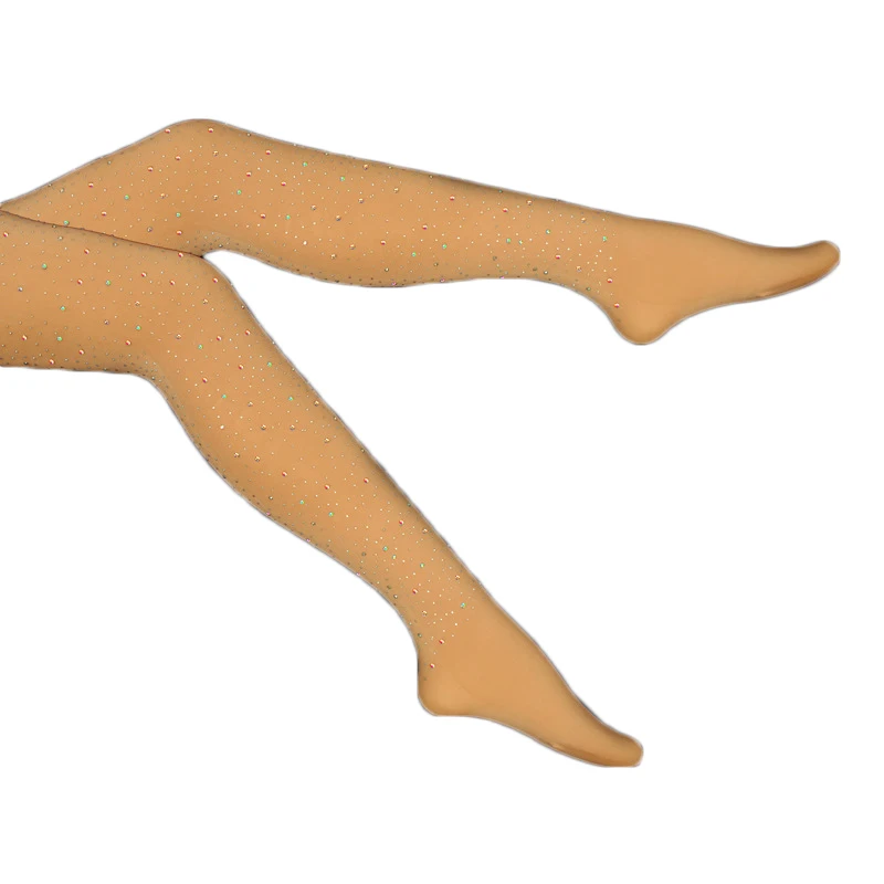Figure Skating Tights Pantyhose Rhinestone Ice Skating Socks Leotard Thermal Training Pants Stockings Gymnastics Women 70-180 kg