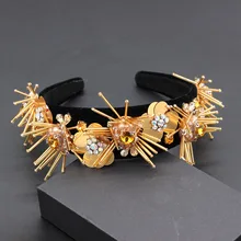 Стразы с бахромой геометрический цветочный Женские Вязаные Шапочки барокко простой кристалл цветок кисточкой горный хрусталь повязка на голову 748