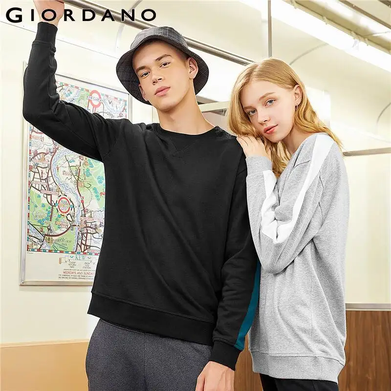 Giordano/Мужская толстовка из хлопка ребристый пуловер с круглым вырезом